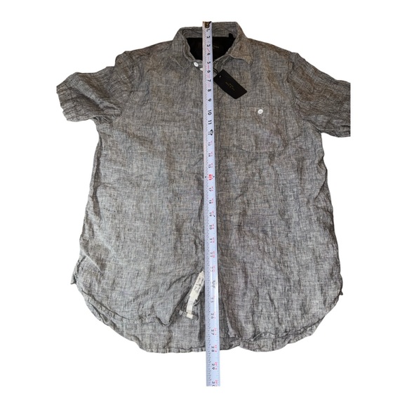 🔥 $195 rag & bone New York Gus S/S Linen Button Down Shirt Black / Grey Sz S 🔥 - Picture 7 of 11